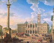 乔万尼保罗帕尼尼 - The Plaza and Church of St. Maria Maggiore